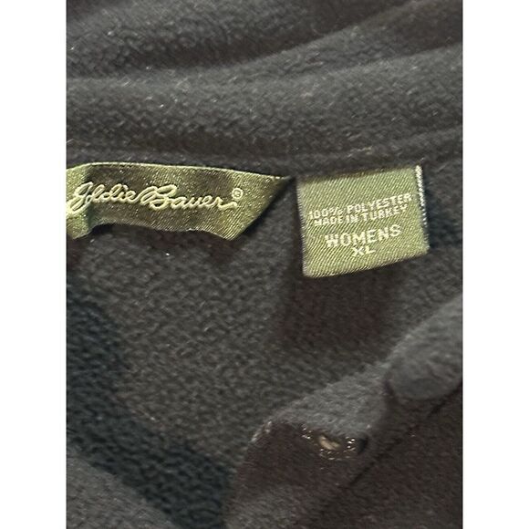 Eddie Bauer Womens 1/4 Snap Fleece Sweatshirt Pullover Jacket Black Size XL Fall - Picture 2 of 5